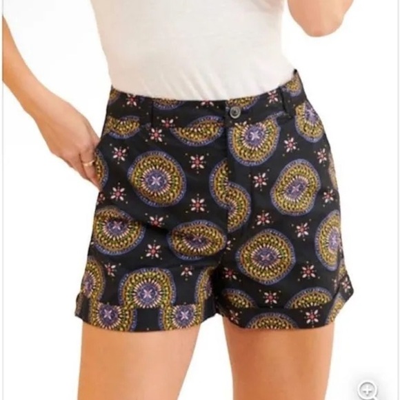 Anthropologie Pants - Anthropologie Colorful Printed Tailored Shorts – Boho Mandala Festival Style